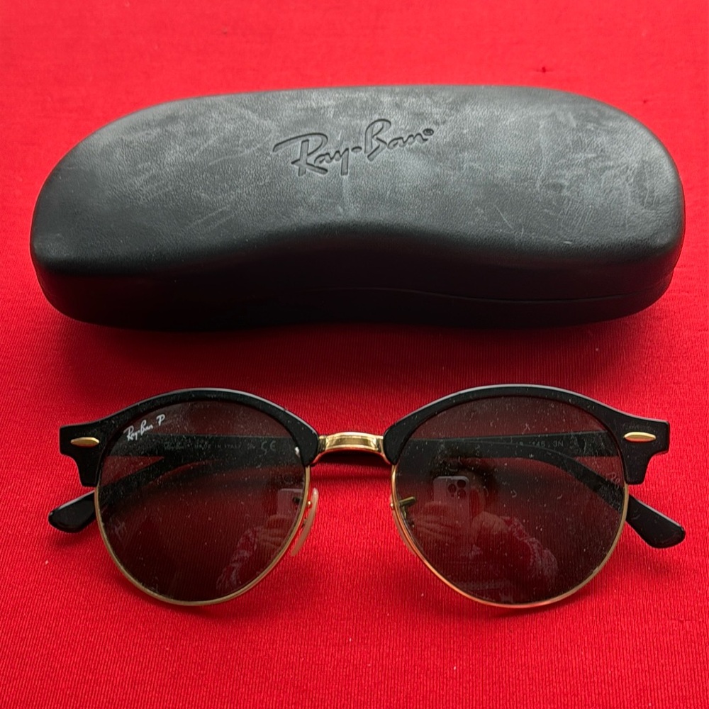 RAY BAN GOLD/BLACK CLUBMASTER PRESCRIPTION SUNGLASSES